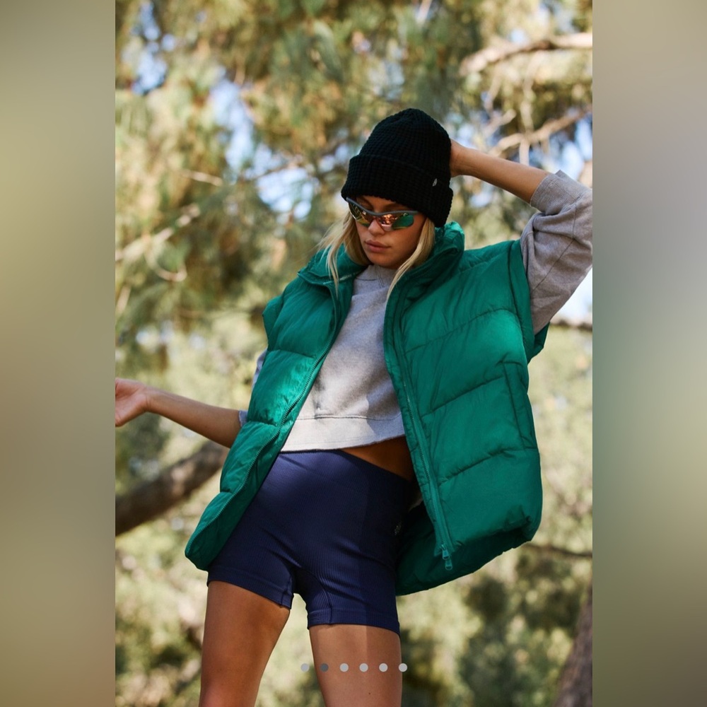 FP Movement In A Bubble Puffer Vest in Green Glow